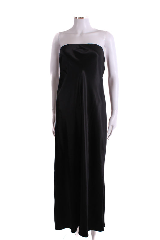 Reformation Strapless Satin Dress Black L | Large, Black