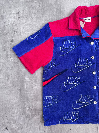 VT Rework: Nike Swoosh Cloth Short Sleeve Shirt | Large, Red and Blue
