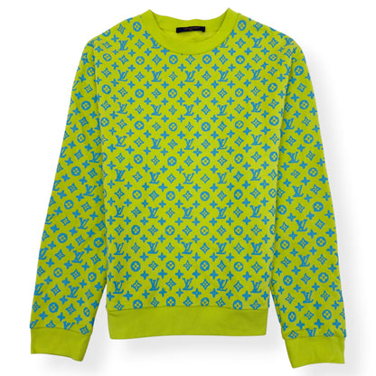 LOUIS VUITTON MONOGRAM CREWNECK SWEATSHIRT LIME GREEN / BLUE L | Large, Blue