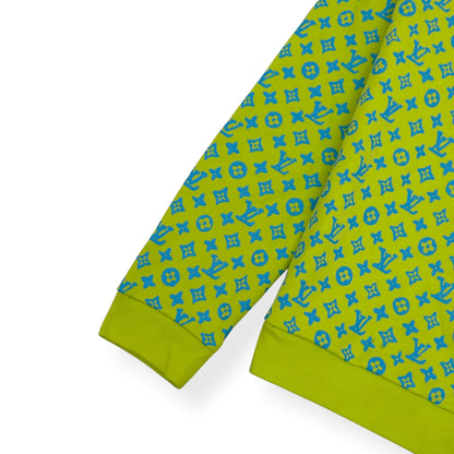 LOUIS VUITTON MONOGRAM CREWNECK SWEATSHIRT LIME GREEN / BLUE L | Large, Blue