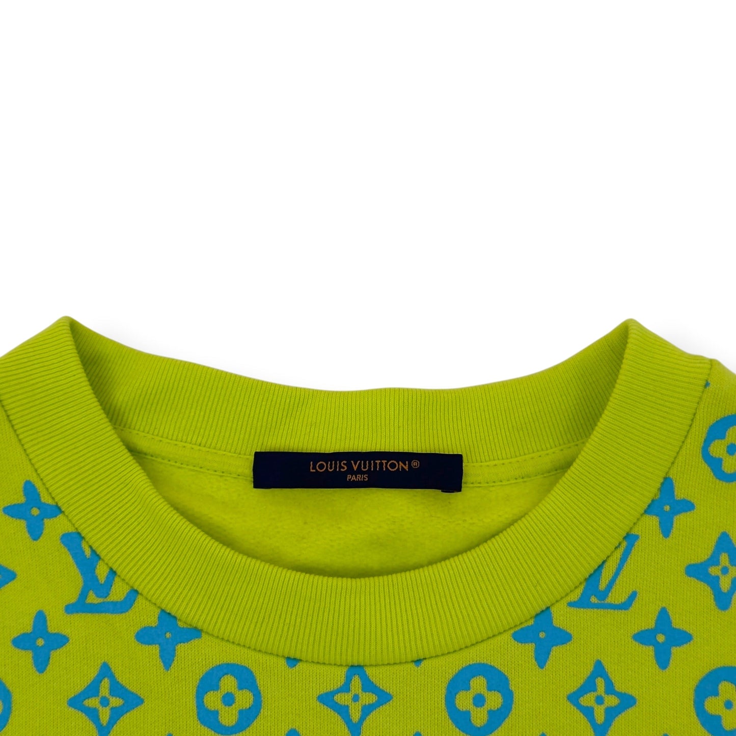 LOUIS VUITTON MONOGRAM CREWNECK SWEATSHIRT LIME GREEN / BLUE L | Large, Blue