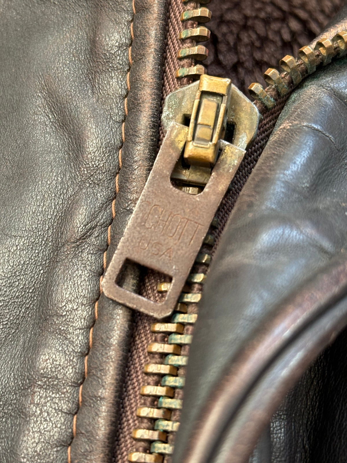 1980's Schott NYC Brown Leather Modular A2 Bomber Jacket | Extra Large, Brown