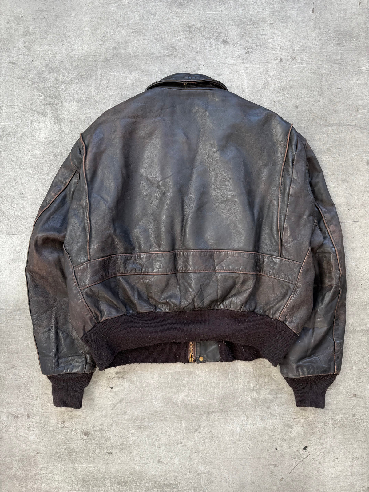 1980's Schott NYC Brown Leather Modular A2 Bomber Jacket | Extra Large, Brown