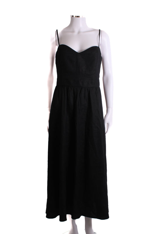Reformation S/S Linen Dress Black 14 | O/S, Black