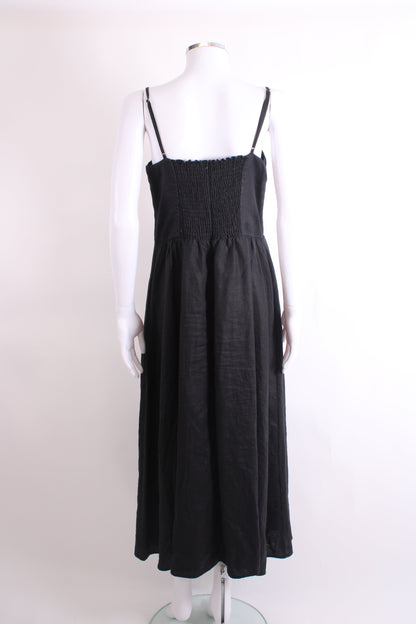 Reformation S/S Linen Dress Black 14 | O/S, Black