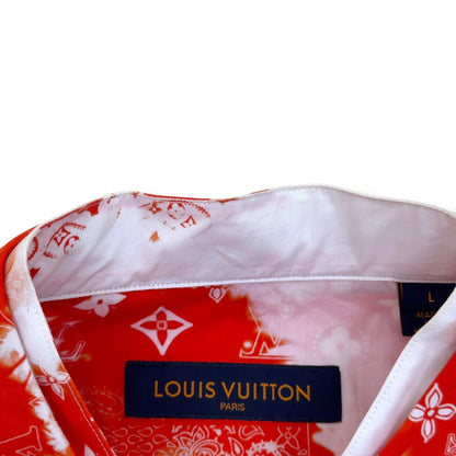 LOUIS VUITTON MONOGRAM BANDANA SHIRT RED / WHITE L | Large, Red