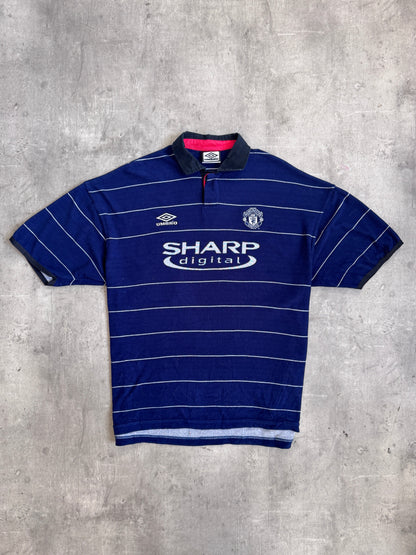 1999- 2000 Mancester United x Umbro Flocked Navy 'Keane 16' Away Football Tee
