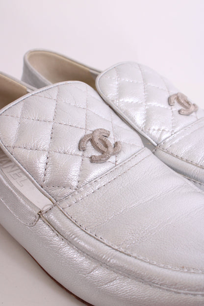 Chanel CC Loafers Silver 40 | O/S, Silver