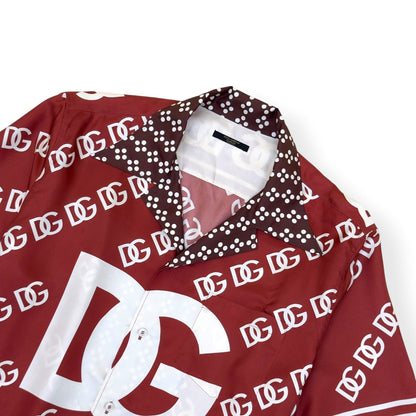 DOLCE & GABBANA DG MONOGRAM SILK SHIRT BURGUNDY 42 / L | Large, Burgundy