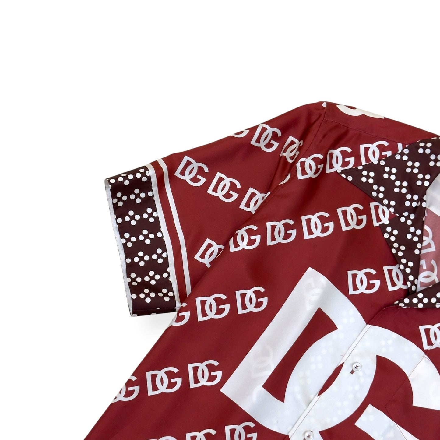DOLCE & GABBANA DG MONOGRAM SILK SHIRT BURGUNDY 42 / L | Large, Burgundy