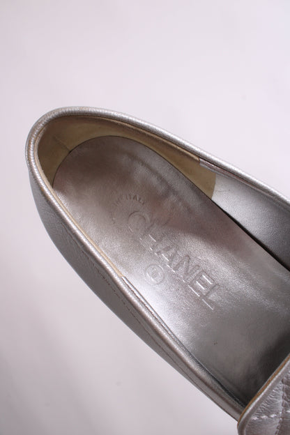 Chanel CC Loafers Silver 40 | O/S, Silver