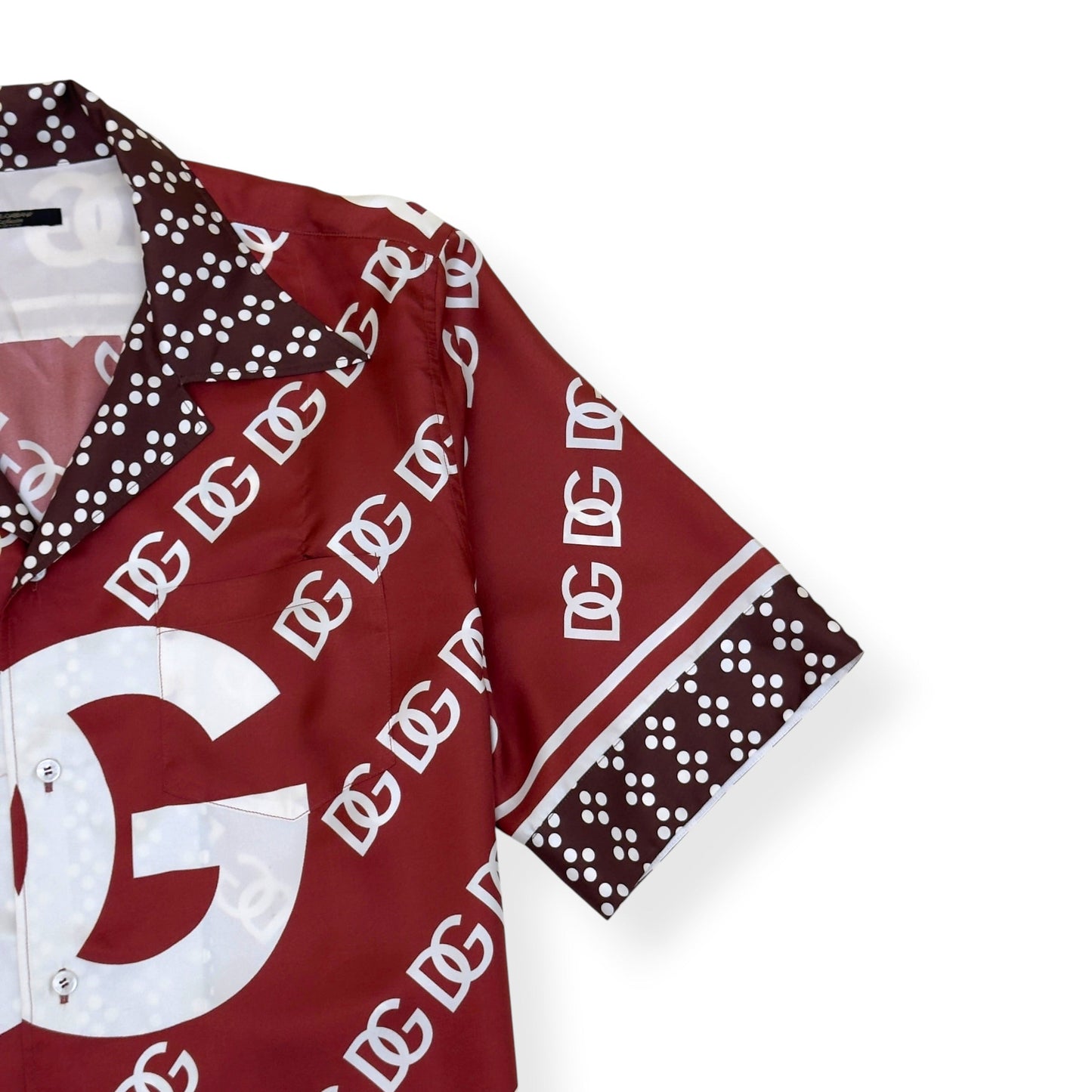 DOLCE & GABBANA DG MONOGRAM SILK SHIRT BURGUNDY 42 / L | Large, Burgundy
