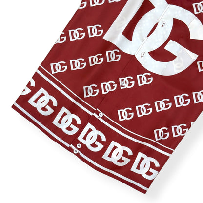 DOLCE & GABBANA DG MONOGRAM SILK SHIRT BURGUNDY 42 / L | Large, Burgundy