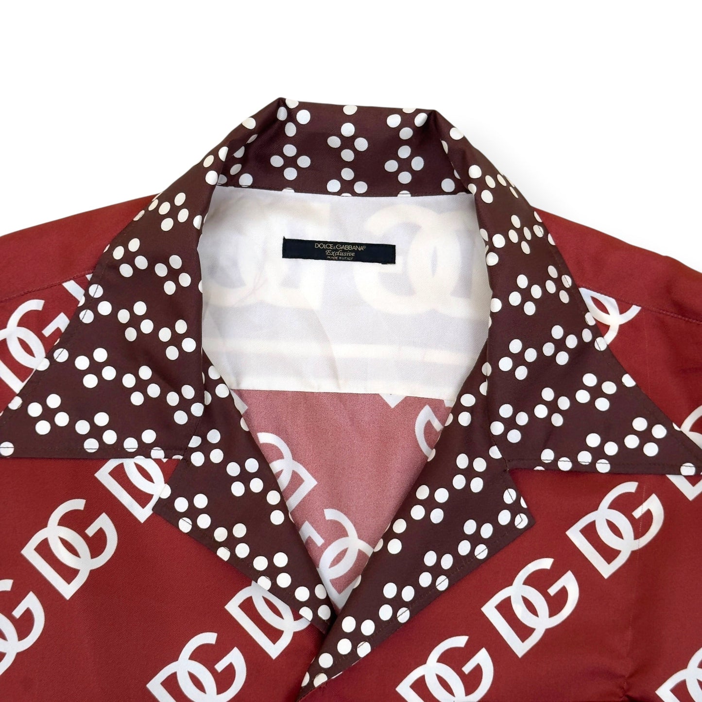 DOLCE & GABBANA DG MONOGRAM SILK SHIRT BURGUNDY 42 / L | Large, Burgundy