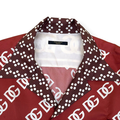 DOLCE & GABBANA DG MONOGRAM SILK SHIRT BURGUNDY 42 / L | Large, Burgundy