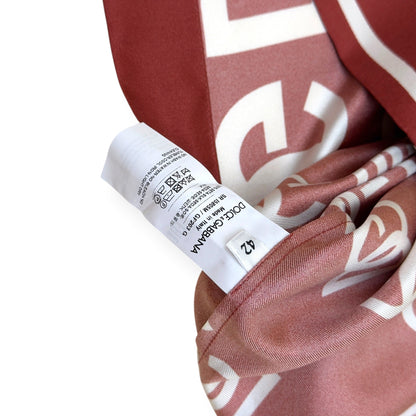DOLCE & GABBANA DG MONOGRAM SILK SHIRT BURGUNDY 42 / L | Large, Burgundy
