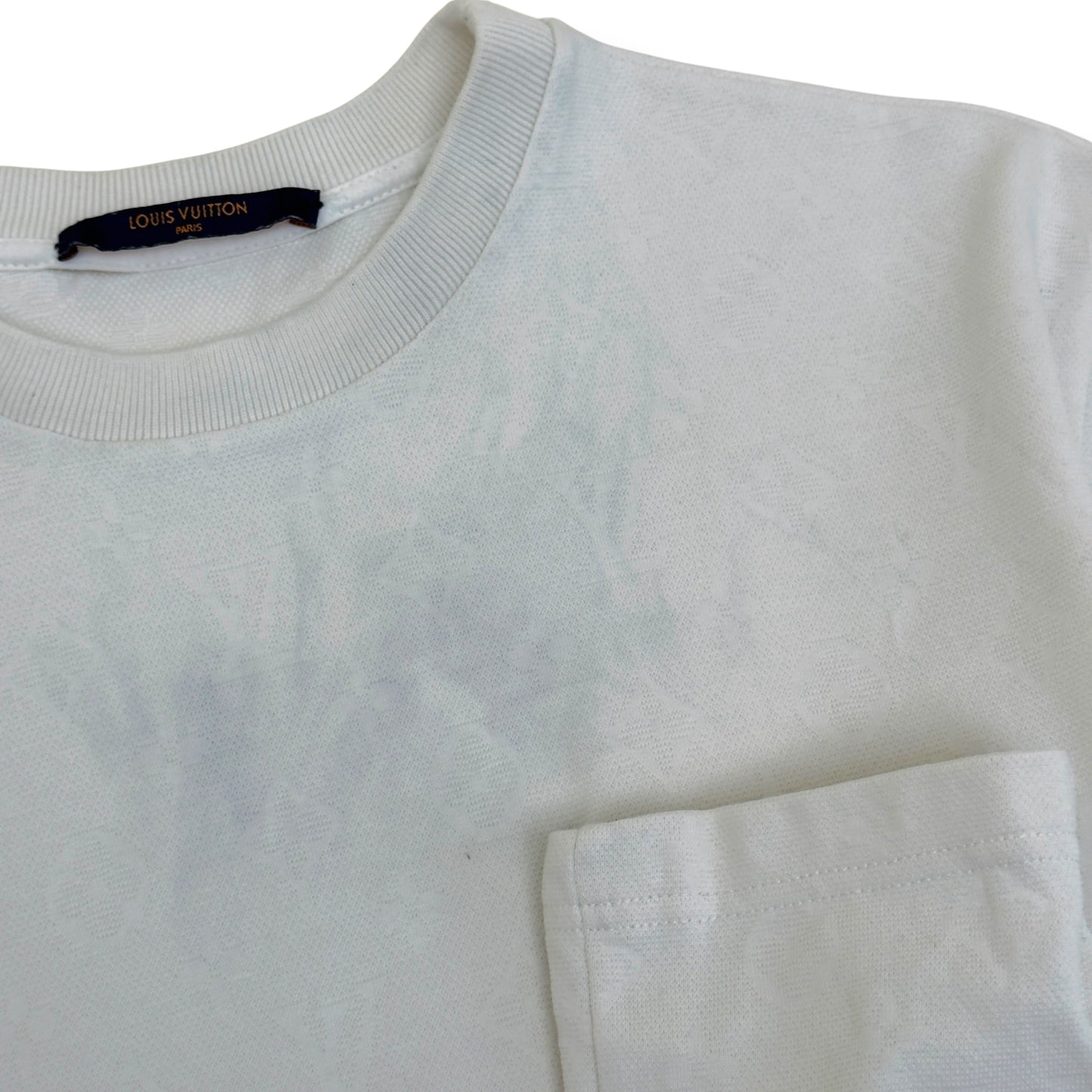LOUIS VUITTON MONOGRAM SIGNATURE 3D POCKET T-SHIRT WHITE M | Medium, White