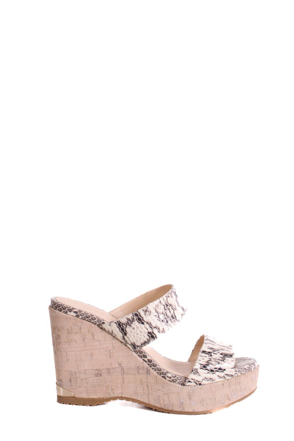 Jimmy Choo Snake Print Cork Wedges White/ Grey 37 | O/S, Grey