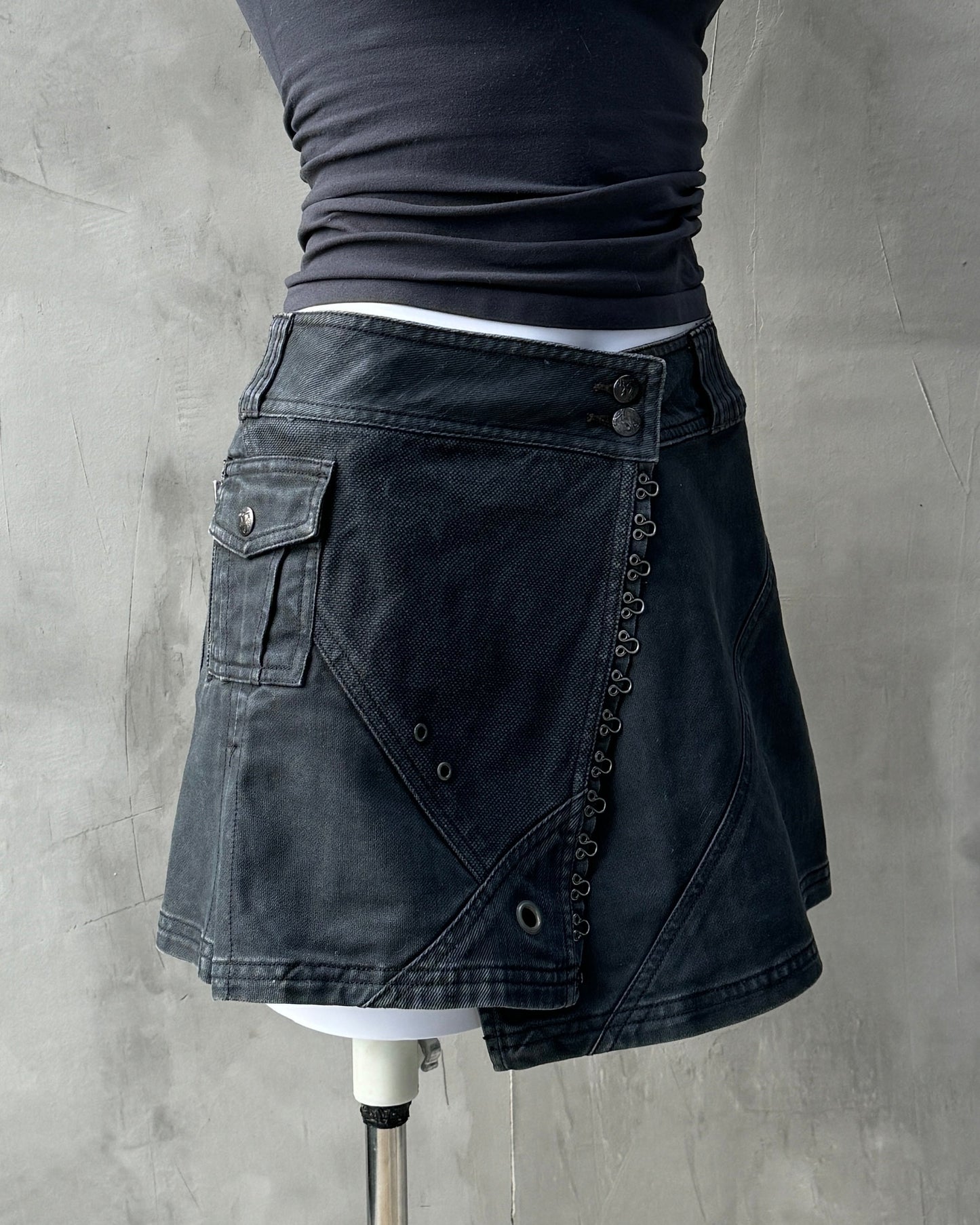 DIESEL 2000'S ASYMMETRIC WRAP MINI SKIRT - M | Medium, Multicoloured