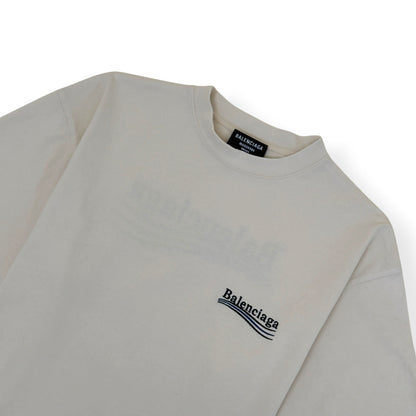 BALENCIAGA OVERSIZED POLITICAL LOGO T SHIRT ECRU S | Small, Ecru