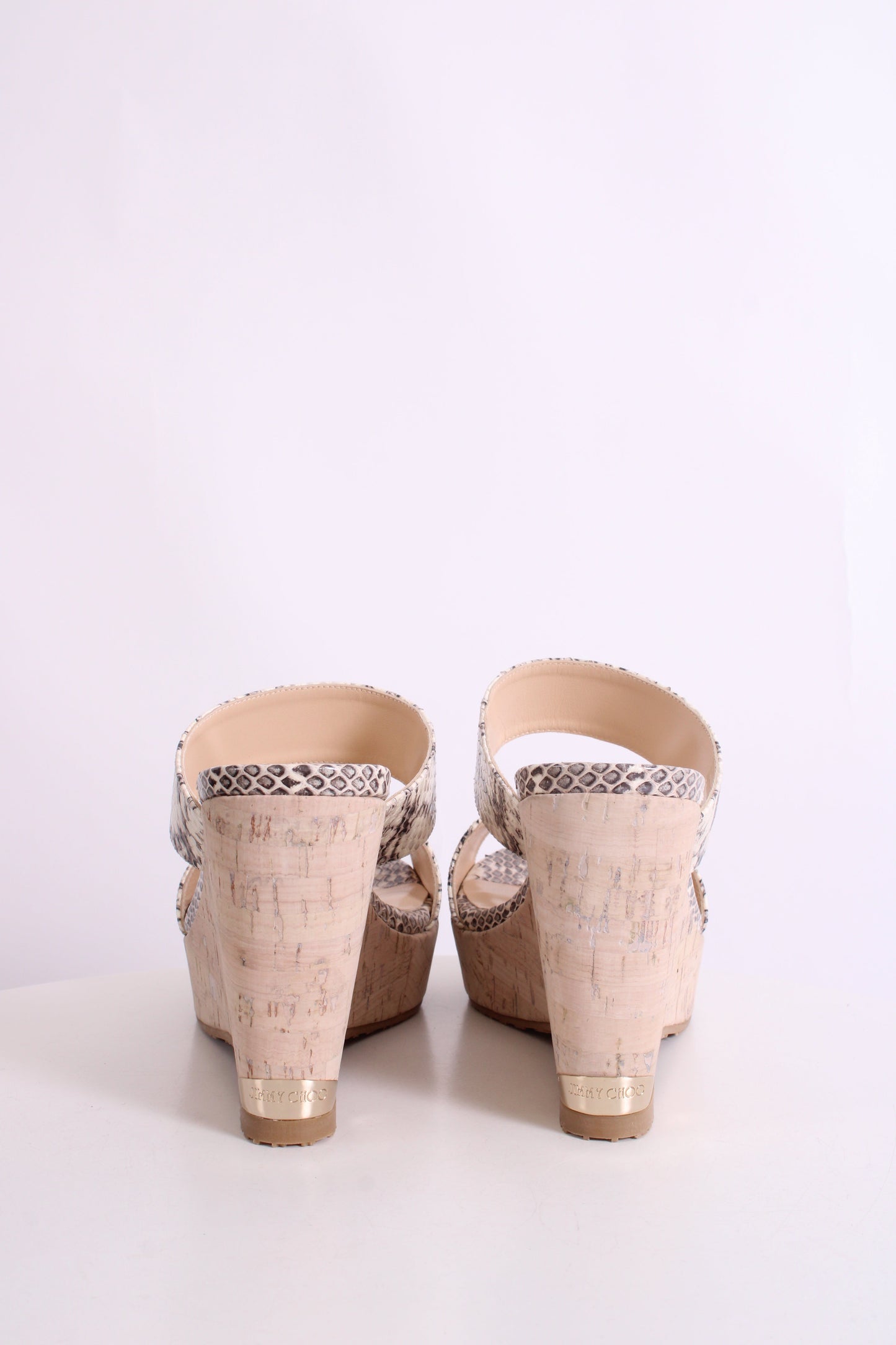 Jimmy Choo Snake Print Cork Wedges White/ Grey 37 | O/S, Grey