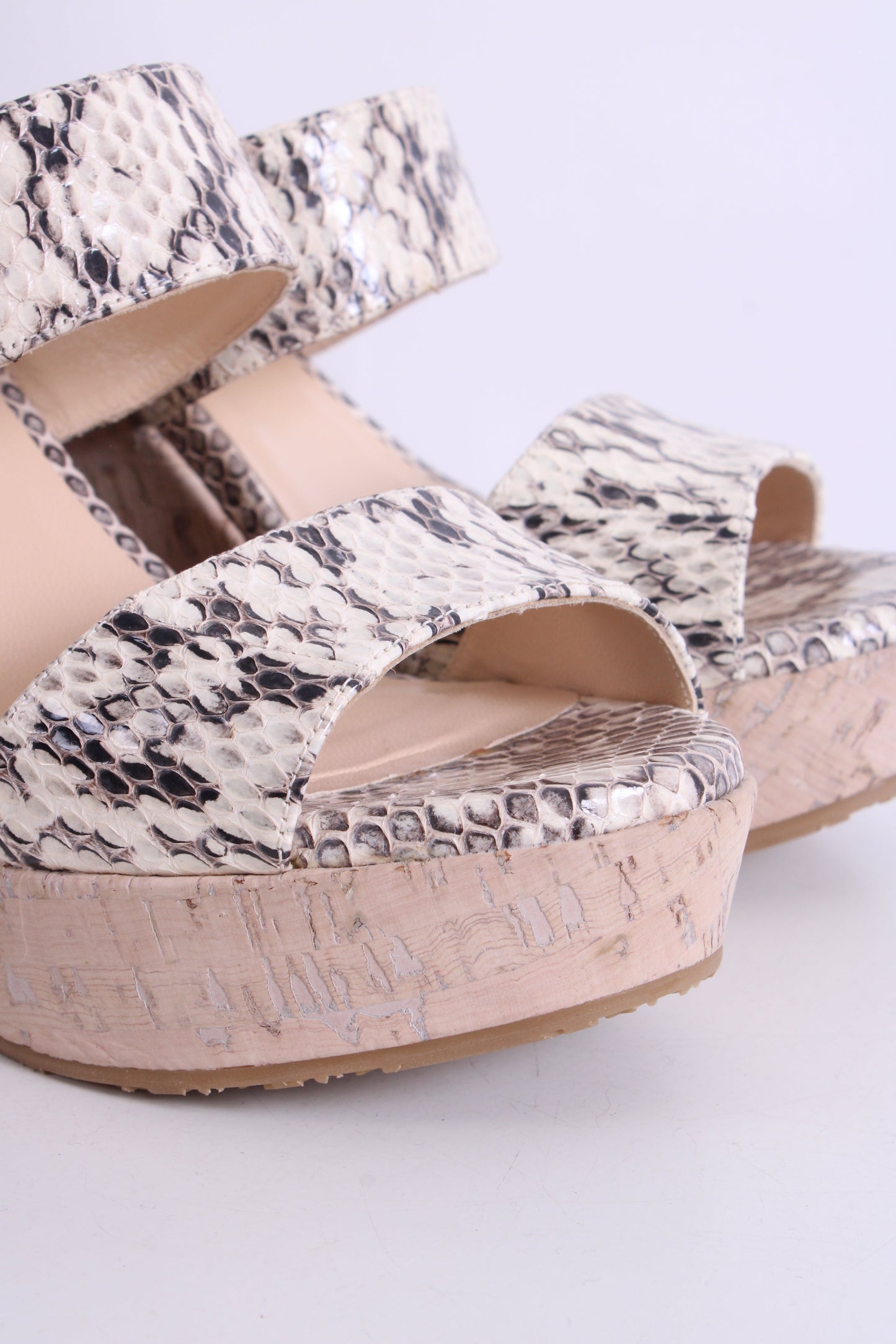 Jimmy Choo Snake Print Cork Wedges White/ Grey 37 | O/S, Grey