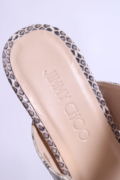 Jimmy Choo Snake Print Cork Wedges White/ Grey 37 | O/S, Grey