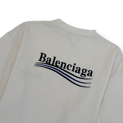 BALENCIAGA OVERSIZED POLITICAL LOGO T SHIRT ECRU S | Small, Ecru