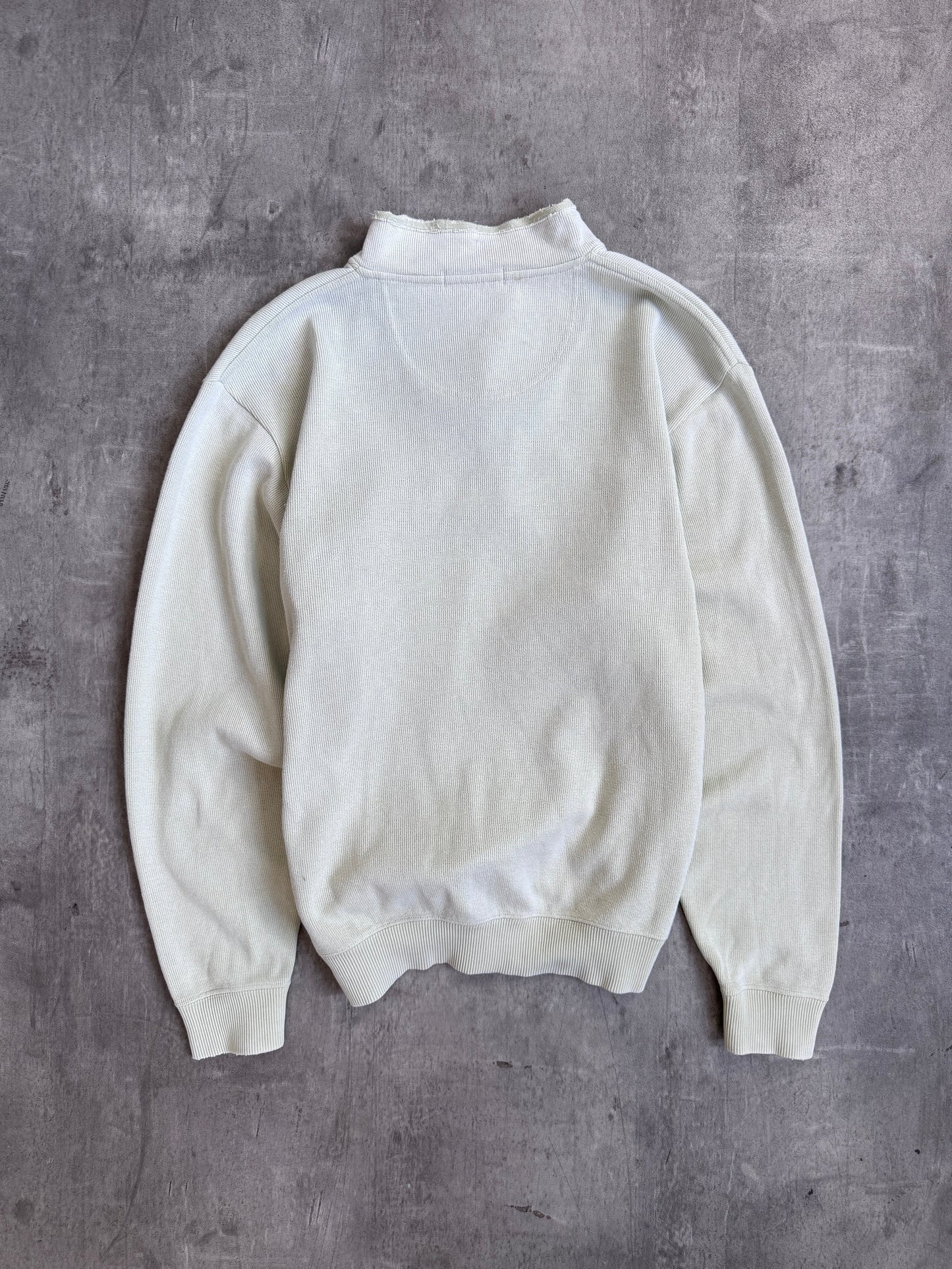 Sacsny Y'saccs Yohji Yamamoto Beige Raw Hem Quarter Zip Cotton Sweater