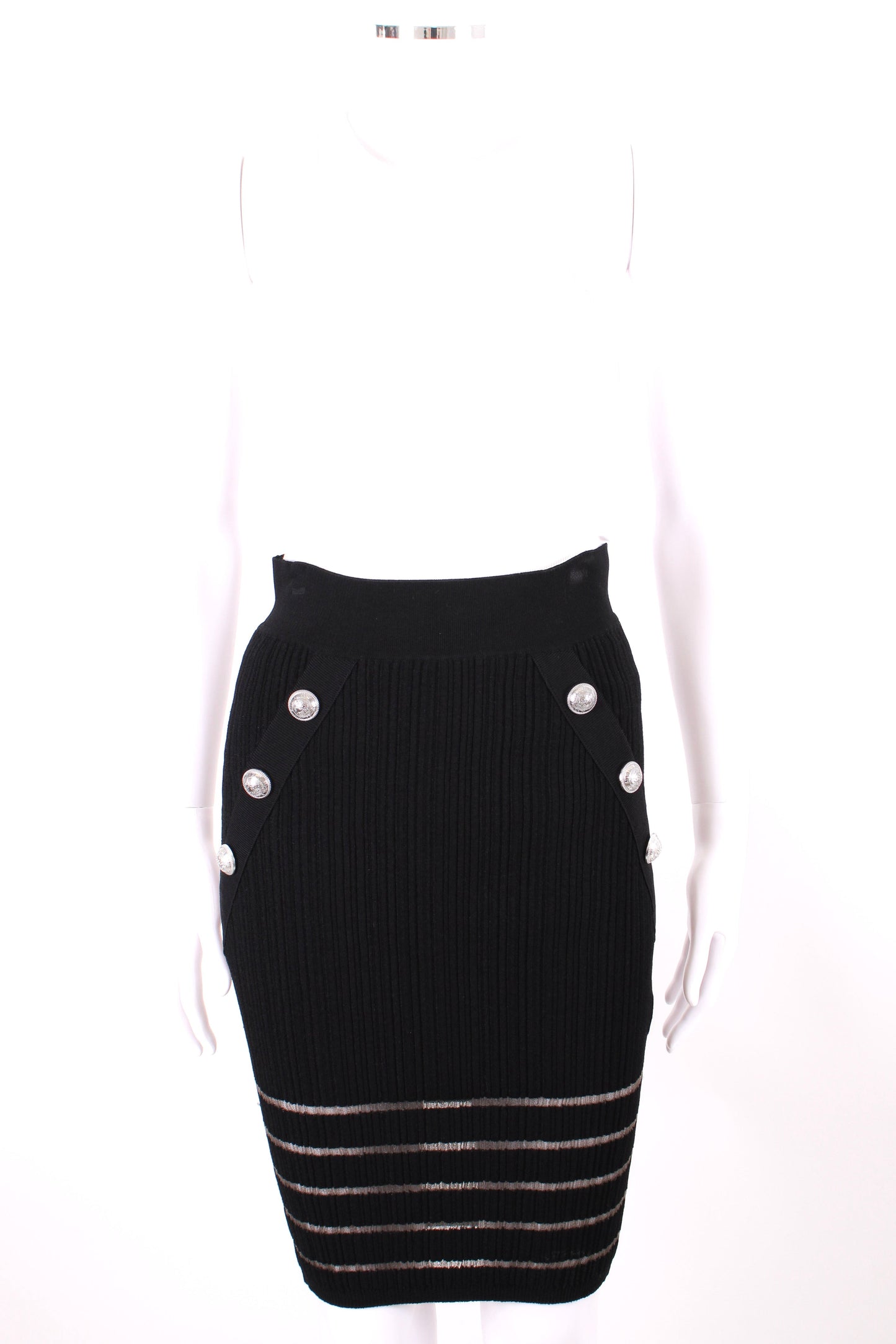 Balmain Knit Skirt Black & Grey S | Small, Multicoloured