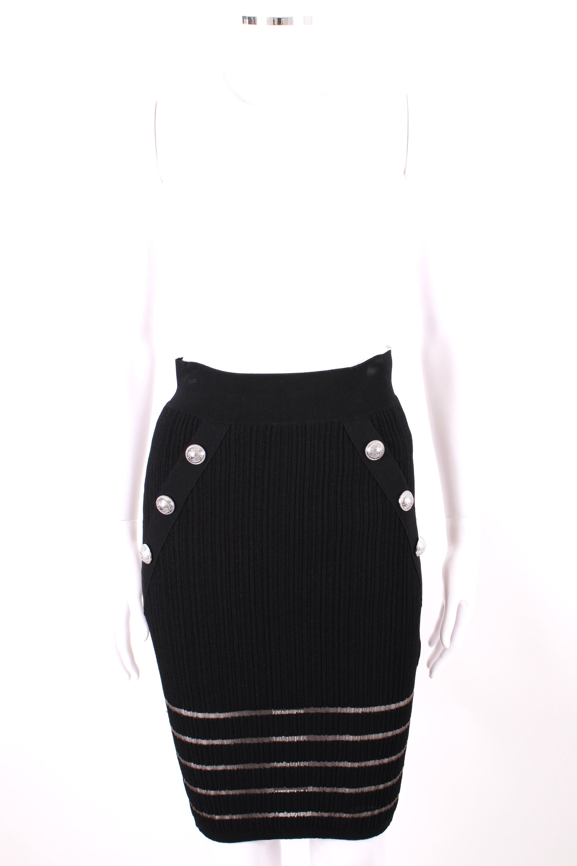 Balmain Knit Skirt Black & Grey S | Small, Multicoloured