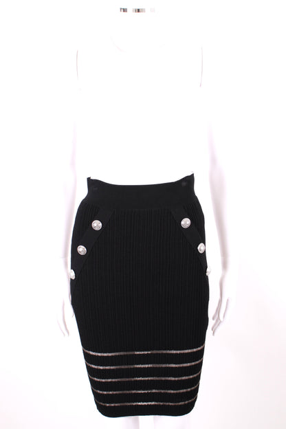Balmain Knit Skirt Black & Grey S | Small, Multicoloured
