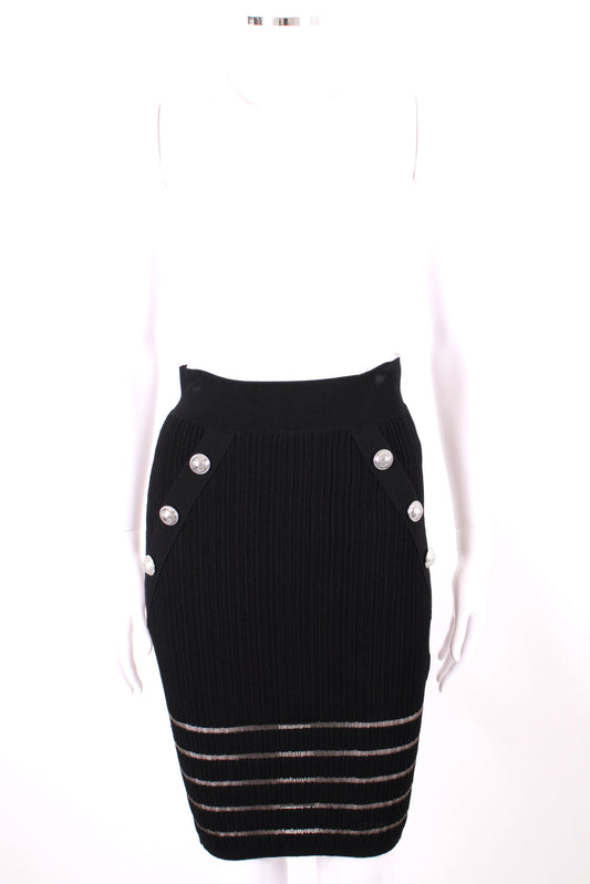 Balmain Knit Skirt Black & Grey S | Small, Multicoloured