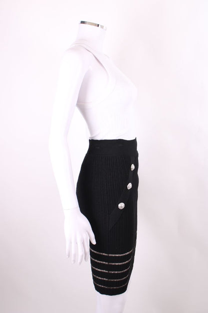Balmain Knit Skirt Black & Grey S | Small, Multicoloured