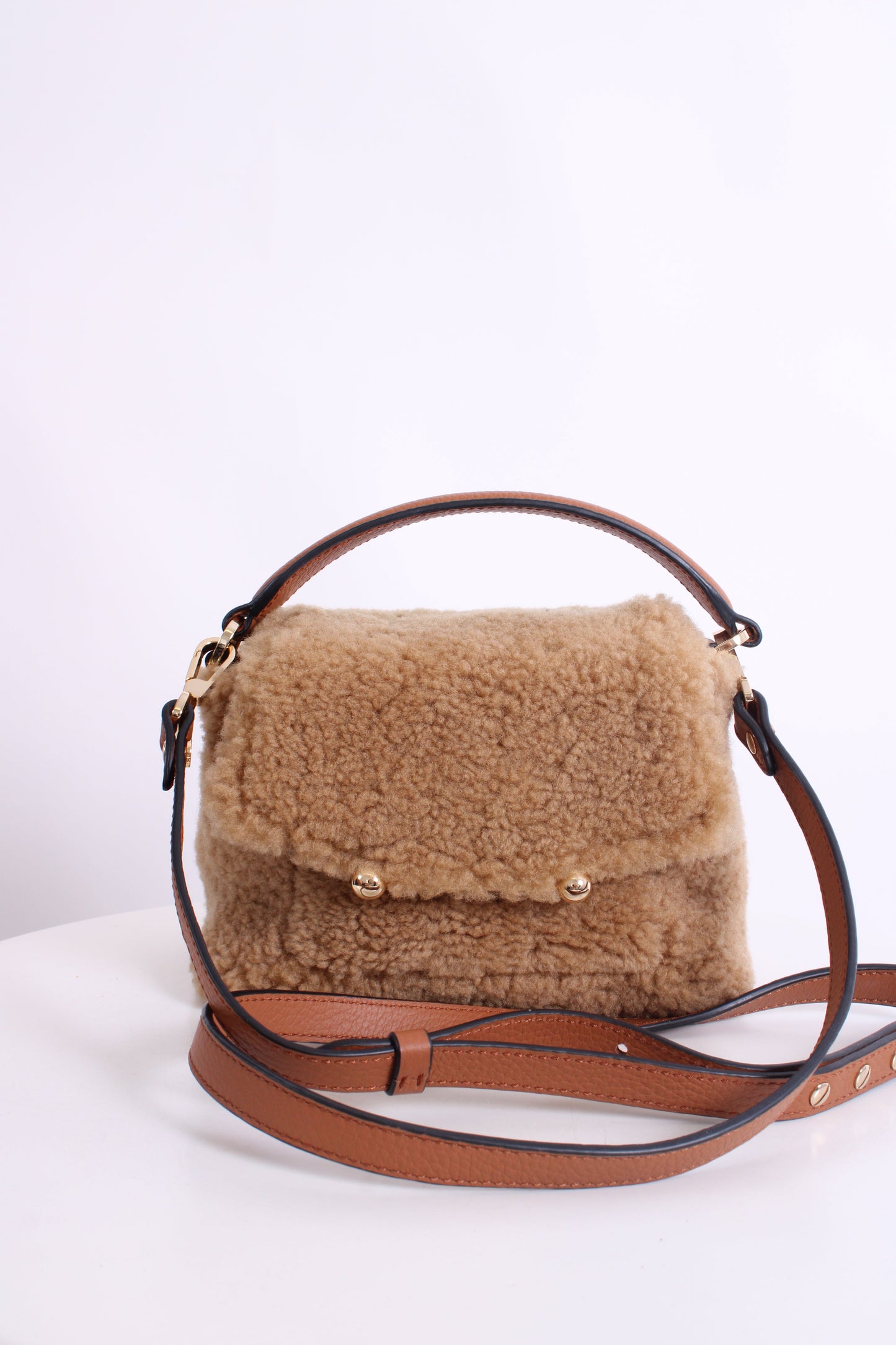 Strathberry Shearling Mosaic Nano Bag Tan | O/S, Tan