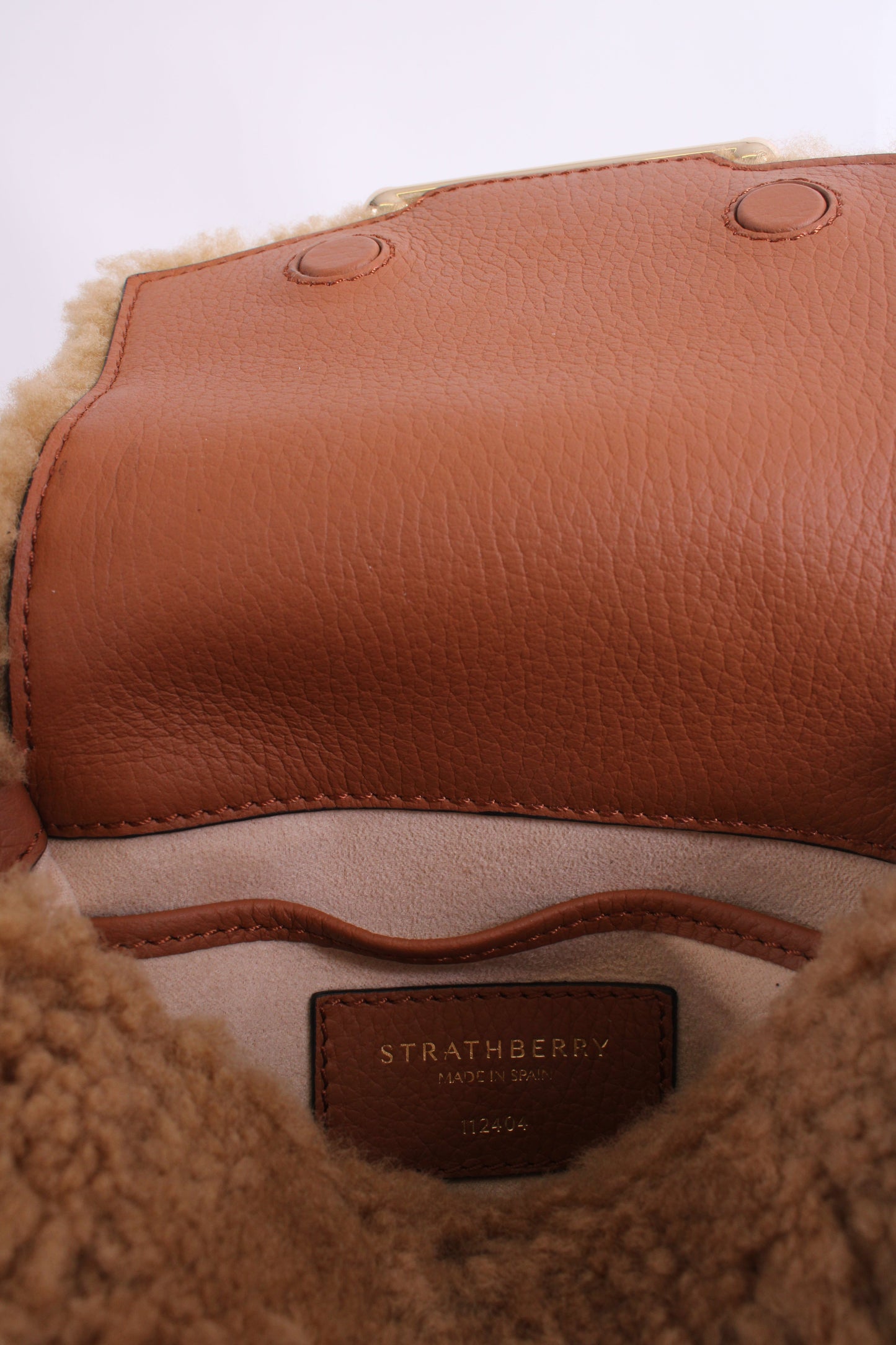 Strathberry Shearling Mosaic Nano Bag Tan | O/S, Tan