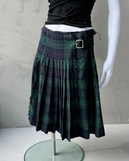 PRADA PLAID WOOL WRAP SKIRT - S/M