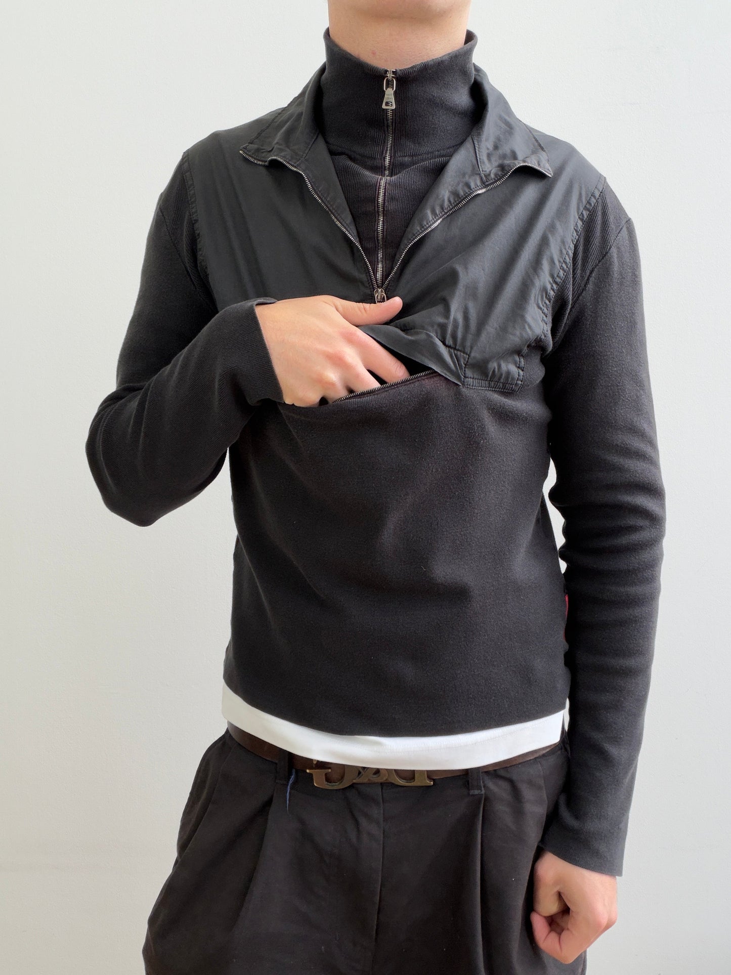 Prada Black 00s Technical Quarter Zip | O/S, Black