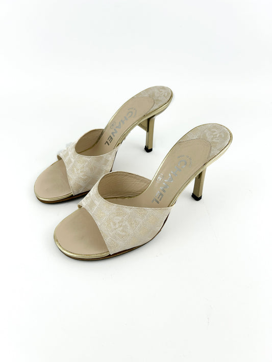Vintage Chanel Travel Line Champagne Gold Heels | DEFAULT TITLE, Gold
