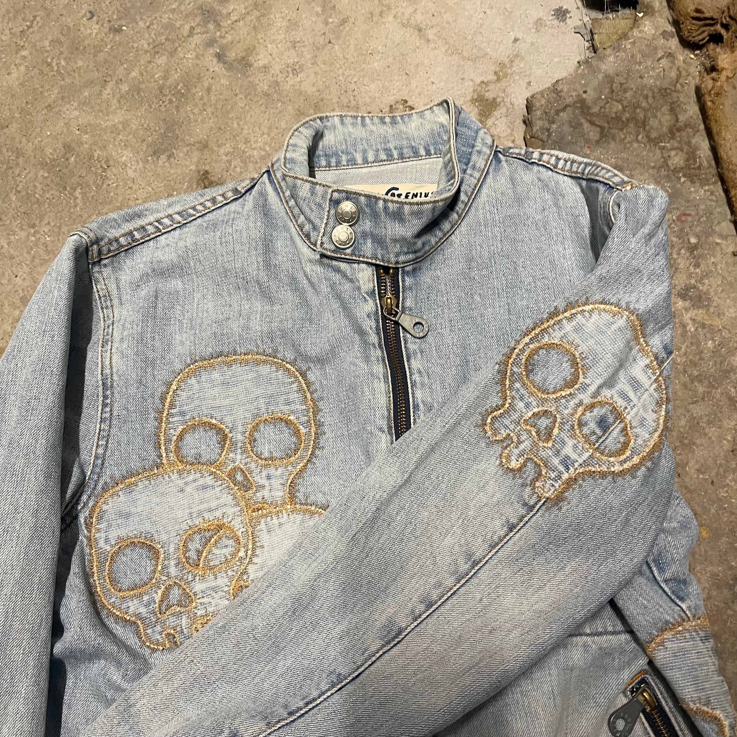 minimum)FAKE LONDON GENIUS PUMA スタジャン Fake London Genius Skull Patch Denim Rider Jacket – Known Source