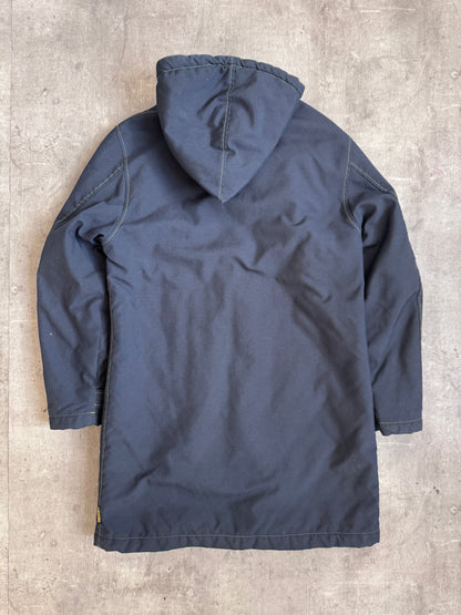Armani Jeans 1990 Navy Raw Denim Velcro Fasten Parka Jacket