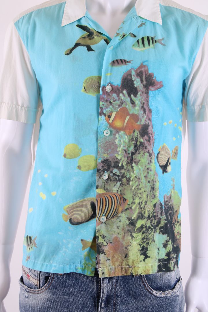 Dolce & Gabbana Vintage 2000s Underwater Fish Print Blue M | Medium, Blue
