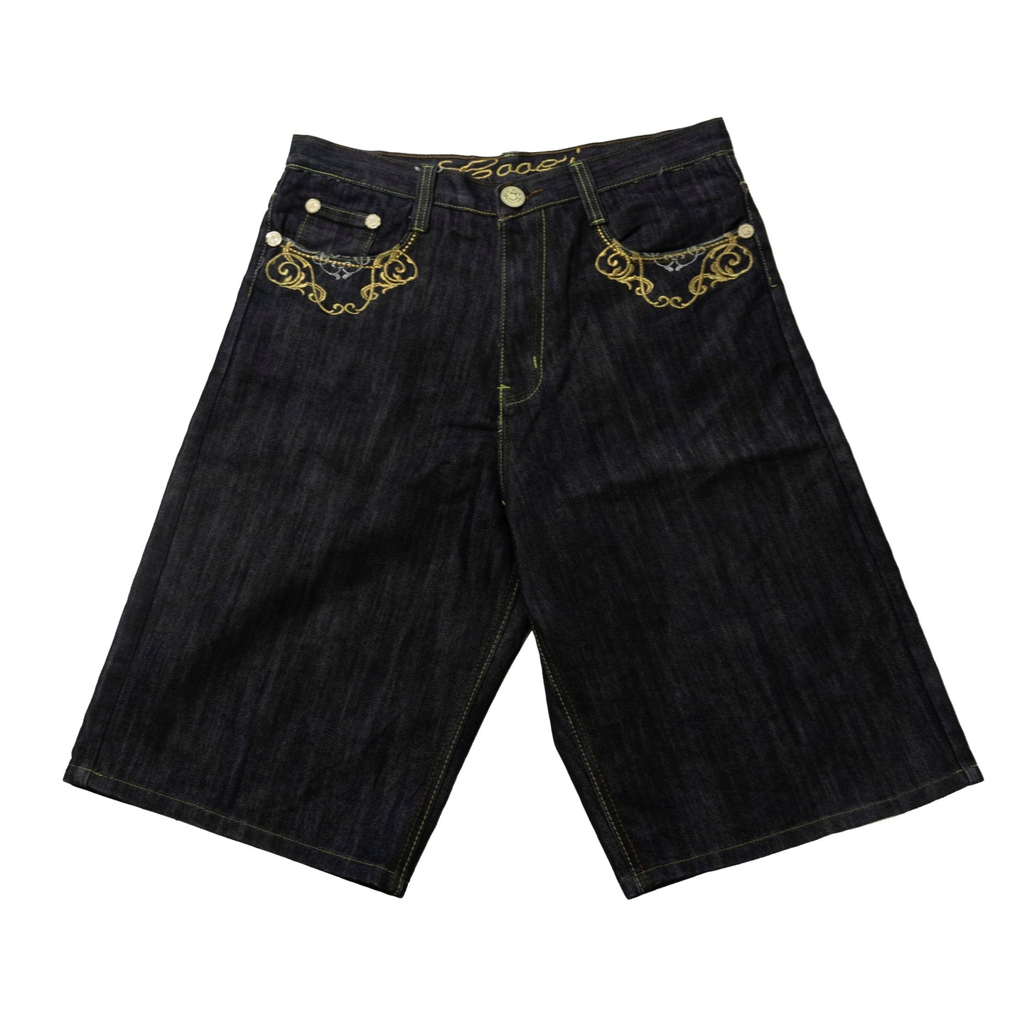 Coogi Dark Wash Gold Embroidery Denim Jorts