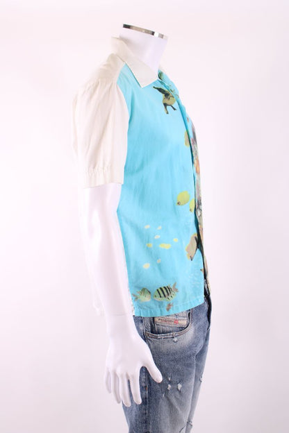 Dolce & Gabbana Vintage 2000s Underwater Fish Print Blue M | Medium, Blue