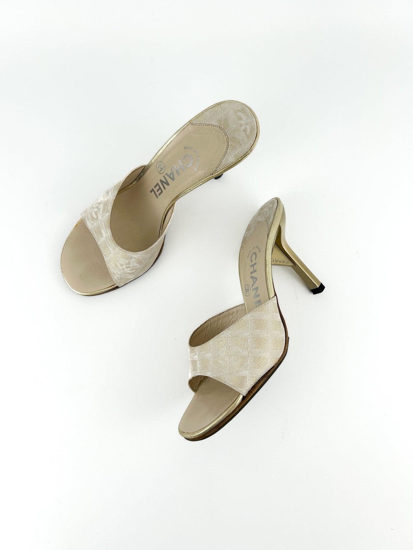 Vintage Chanel Travel Line Champagne Gold Heels | DEFAULT TITLE, Gold
