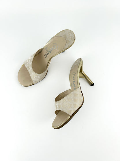 Vintage Chanel Travel Line Champagne Gold Heels | DEFAULT TITLE, Gold