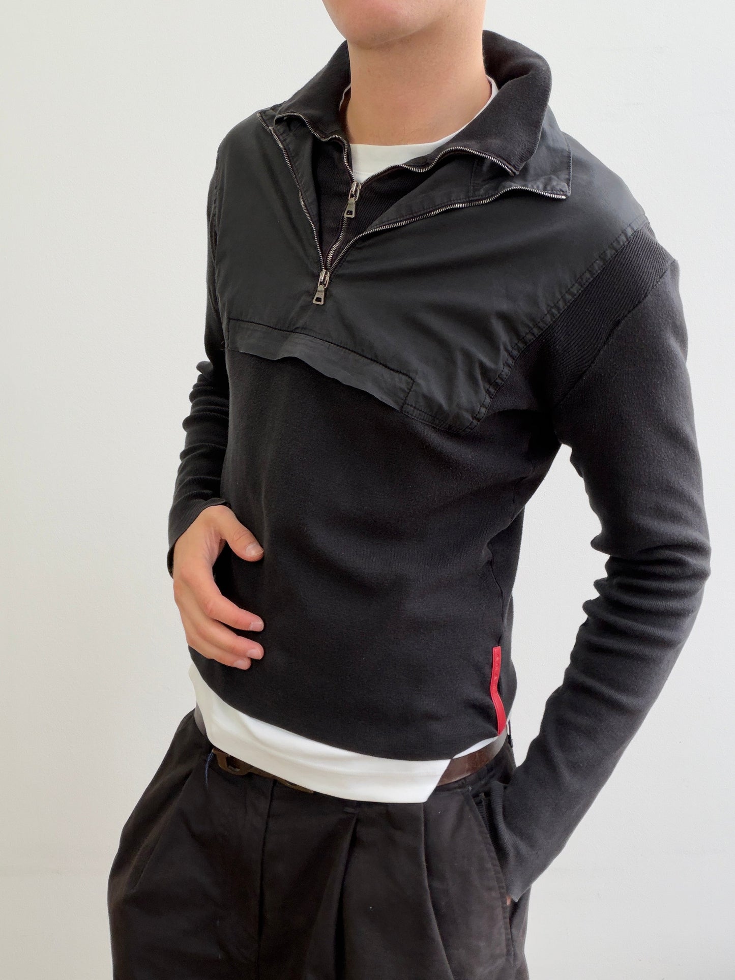 Prada Black 00s Technical Quarter Zip | O/S, Black