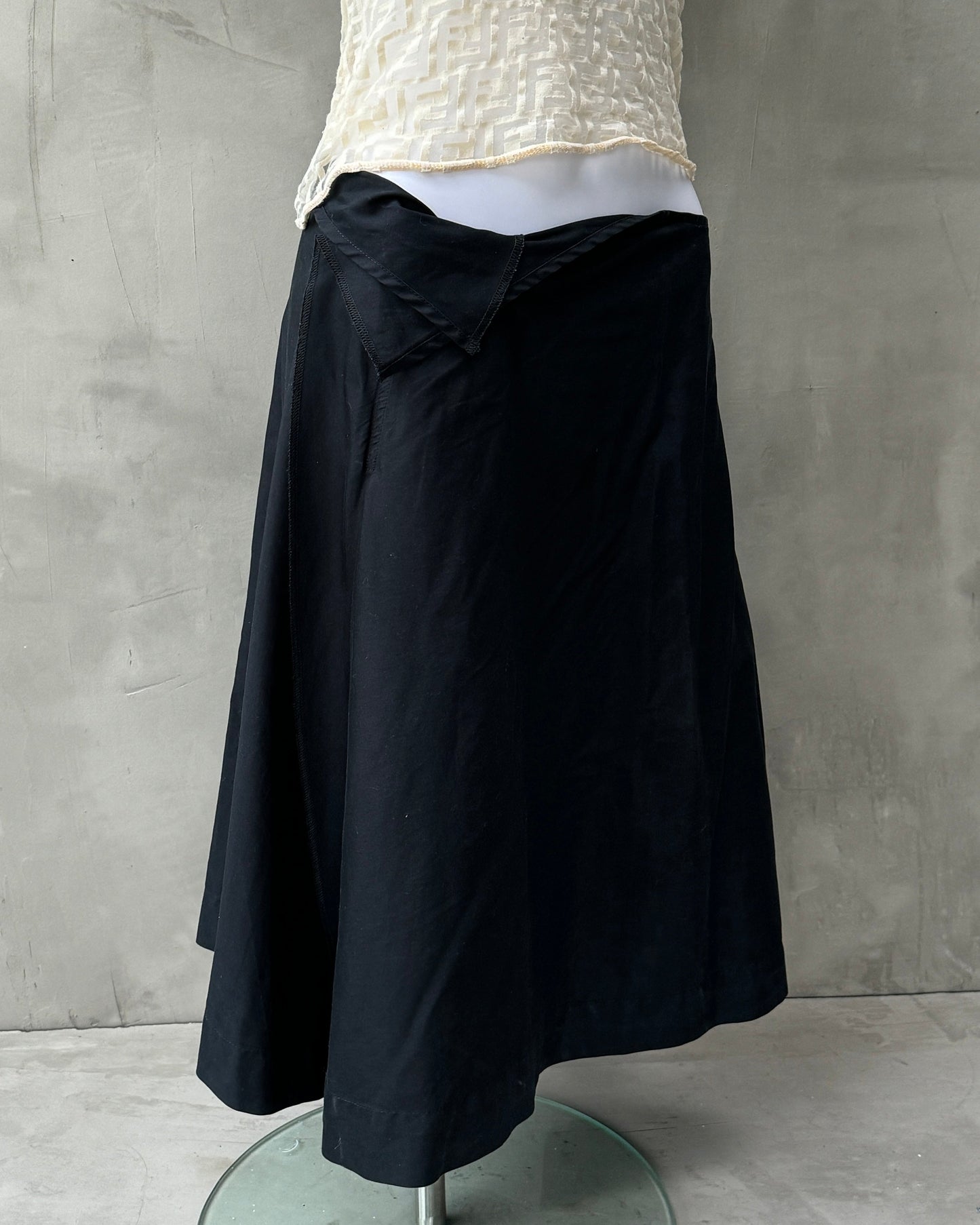 PRADA SPORT DARK BLUE COTTON ASYMMETRIC MIDI SKIRT - M | Medium, Multicoloured