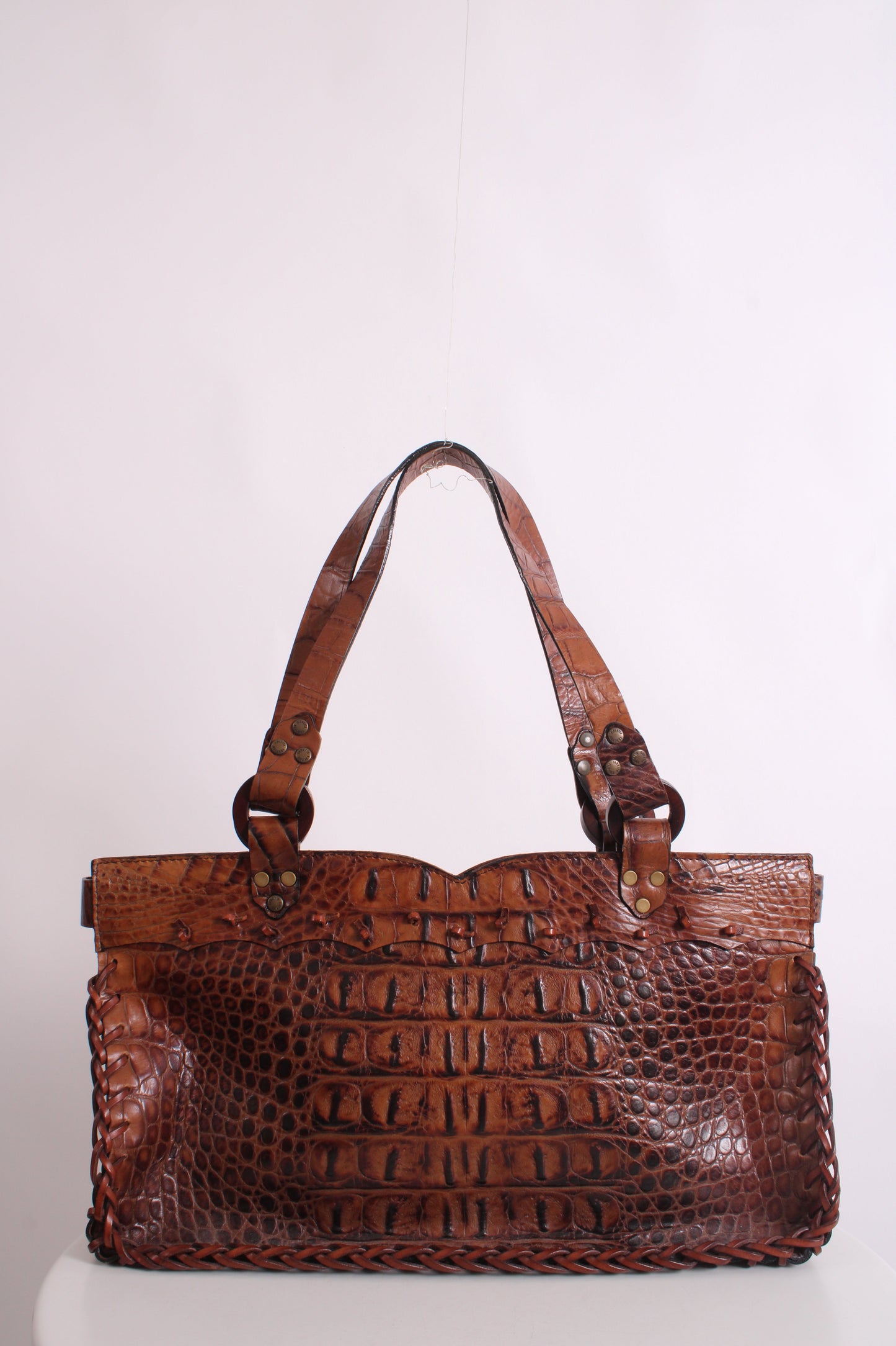 Roberto Cavalli Crocodile Embossed Handbag Tan | O/S, Tan