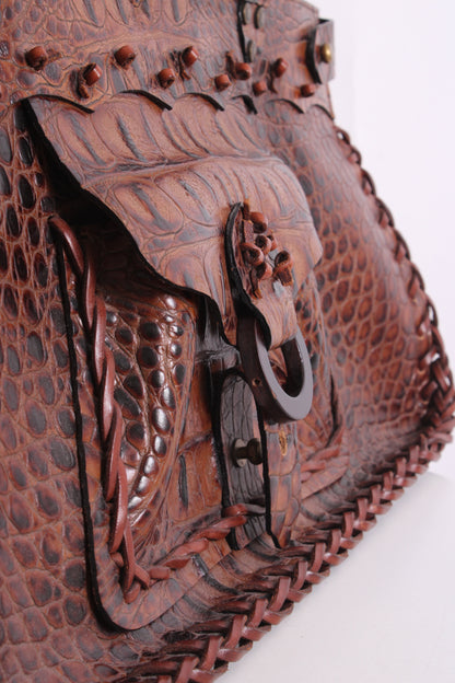 Roberto Cavalli Crocodile Embossed Handbag Tan | O/S, Tan